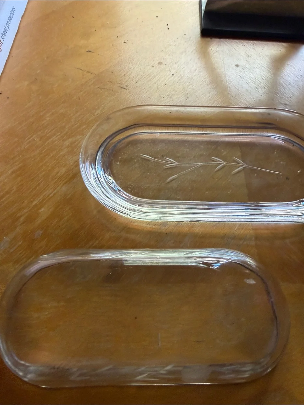 Etched Clear Glass Oval Serving Dish - Home Accents